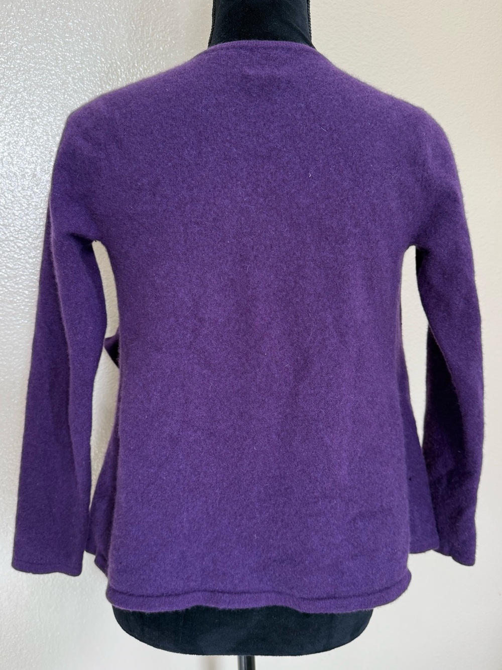 Saks Fifth Avenue BLACK 100% Cashmere Purple Waterfall Cardigan Quiet Luxury - Picture 5 of 7